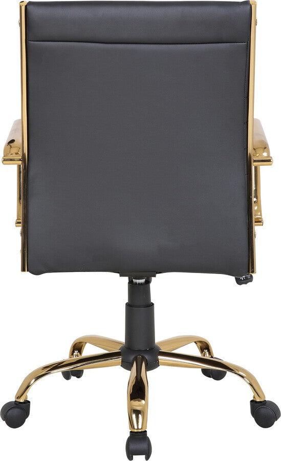 Lumisource Task Chairs - Master Contemporary Adjustable Office Chair with Swivel in Gold with Black Faux Leather