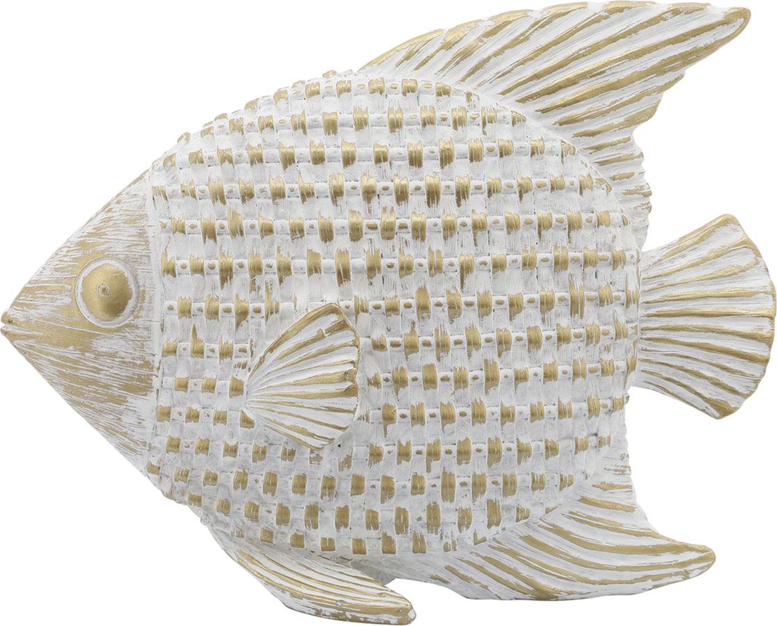 Sagebrook Home Decorative Objects - Ceramic7"HStanding Fish D?cor White & Gold
