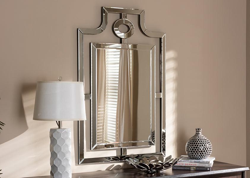 Wholesale Interiors Mirrors - Iria Modern and Contemporary Silver Finished Pagoda Wall Accent Mirror