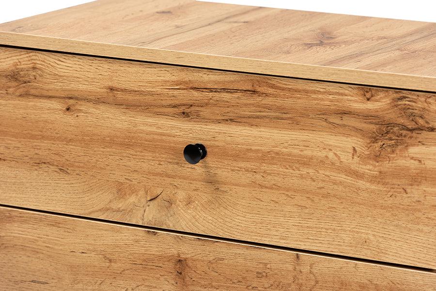 Wholesale Interiors Chest of Drawers - Decon Modern and Contemporary Oak Brown Finished Wood 3-Drawer Storage Chest