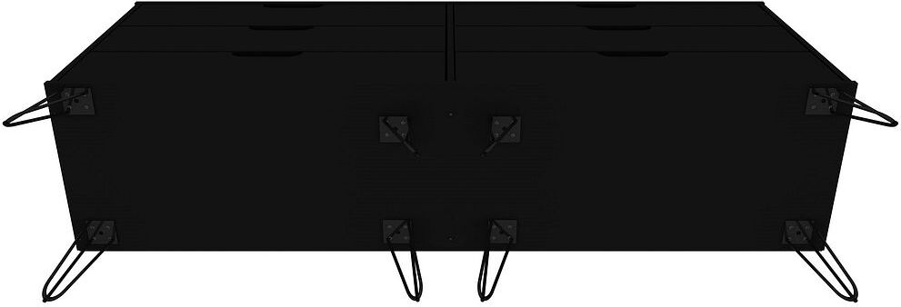 Manhattan Comfort Dressers - Rockefeller 6-Drawer Double Low Dresser with Metal Legs in Black