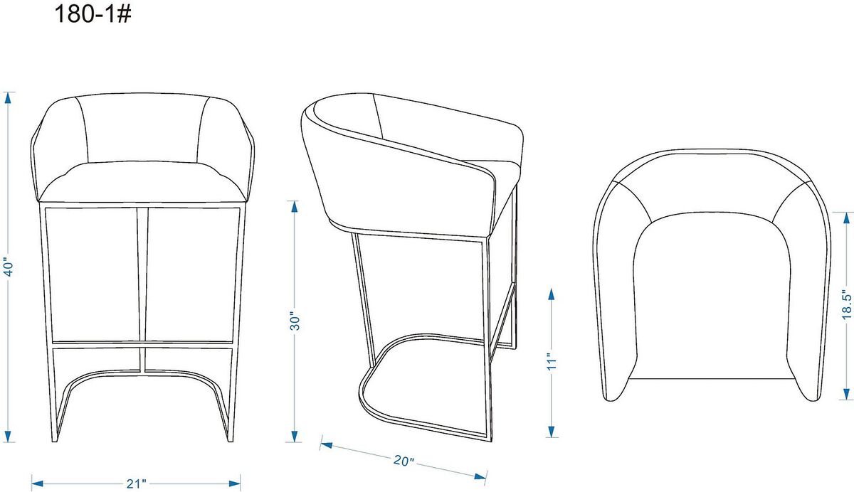 Manhattan Comfort Barstools - Louvre 40 in. Cream and Titanium Gold Stainless Steel Barstool (Set of 2)