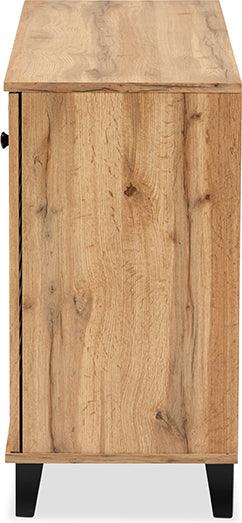 Wholesale Interiors Shoe Storage - Coolidge Oak Brown Finished Wood 3-Door Shoe Storage Cabinet