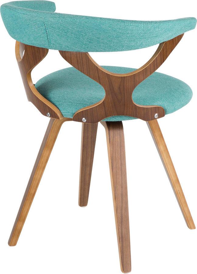 Lumisource Dining Chairs - Gardenia Dining/Accent Chair With Swivel In Walnut Wood & Teal Fabric