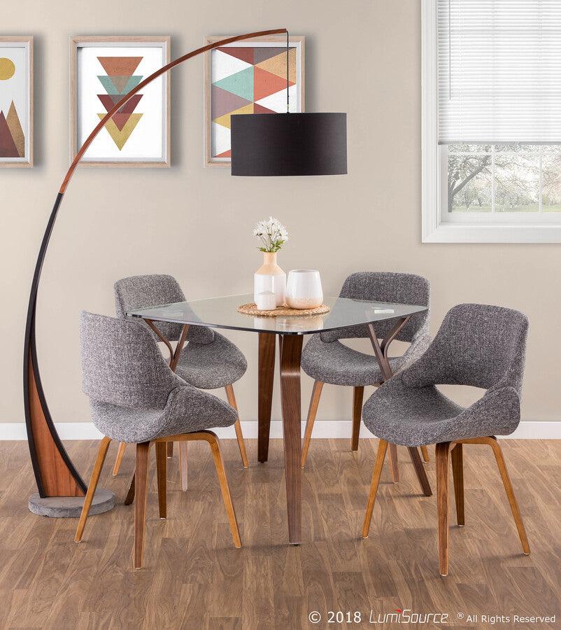 Lumisource Dining Tables - Folia Mid-Century Modern Dinette Table in Walnut and Glass