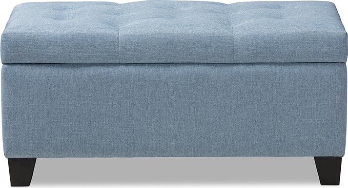 Wholesale Interiors Ottomans & Stools - Michaela Modern And Contemporary Light Blue Fabric Upholstered Storage Ottoman