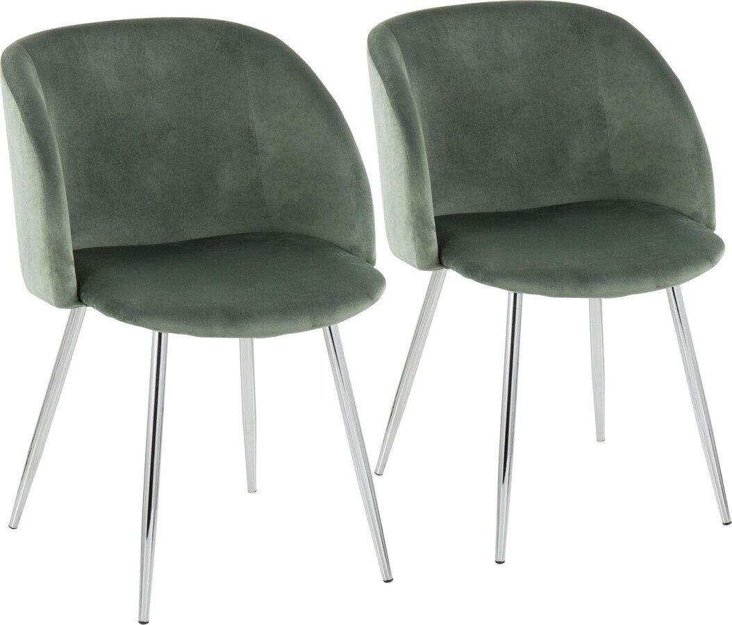 Lumisource Accent Chairs - Fran Contemporary Chair In Chrome & Sage Green Velvet (Set of 2)