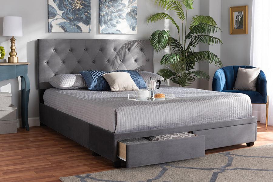 Wholesale Interiors Beds - Caronia King Storage Bed Gray & Black