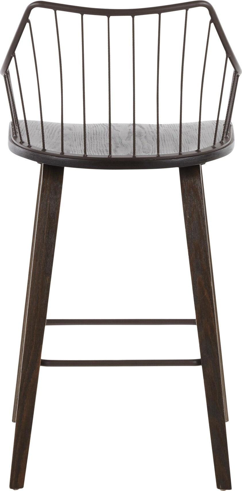 Lumisource Barstools - Winston Counter Stool Dark Walnut & Brown