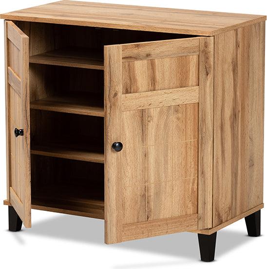 Wholesale Interiors Shoe Storage - Glidden Oak Brown Finished Wood 2-Door Shoe Storage Cabinet