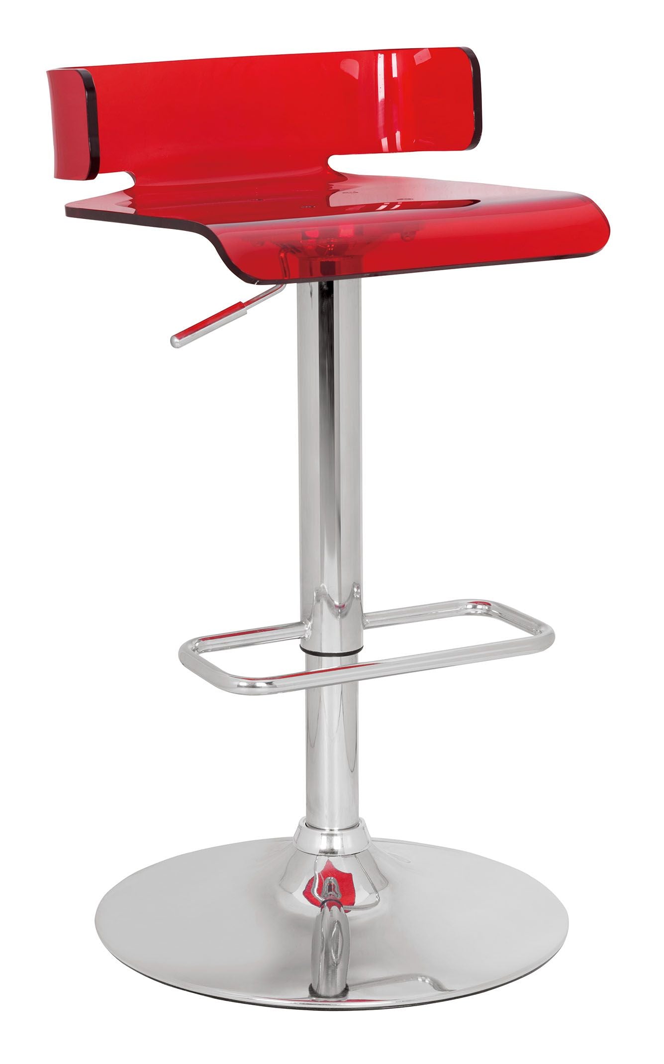 ACME Ottomans & Stools - ACME Rania Adjustable Stool w/Swivel, Red & Chrome, 22"~31" Seat Height