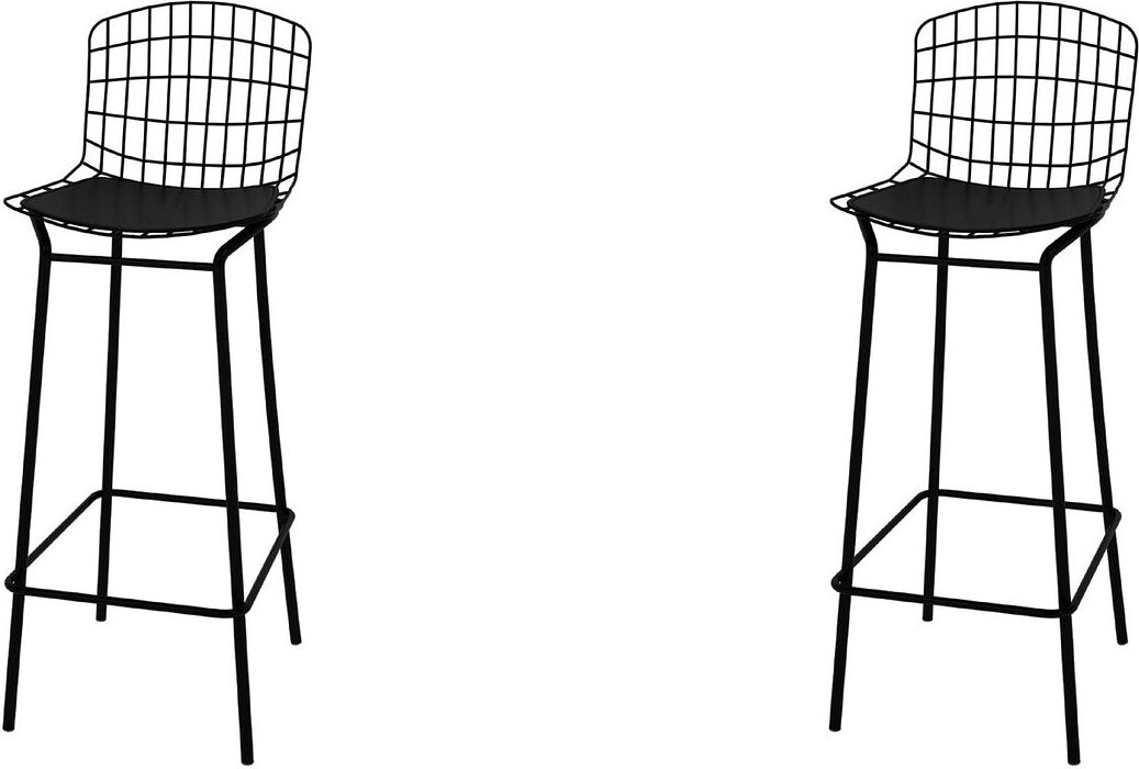 Manhattan Comfort Barstools - Madeline 41.73" Barstool, Set of 2 with Seat Cushion in Black