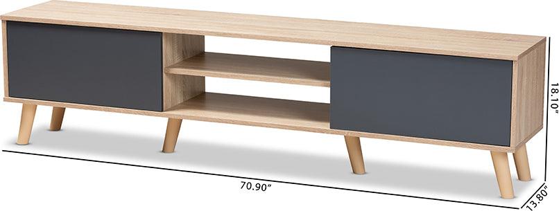 Wholesale Interiors TV & Media Units - Clapton Two-Tone Grey and Oak Brown Finished Wood TV Stand