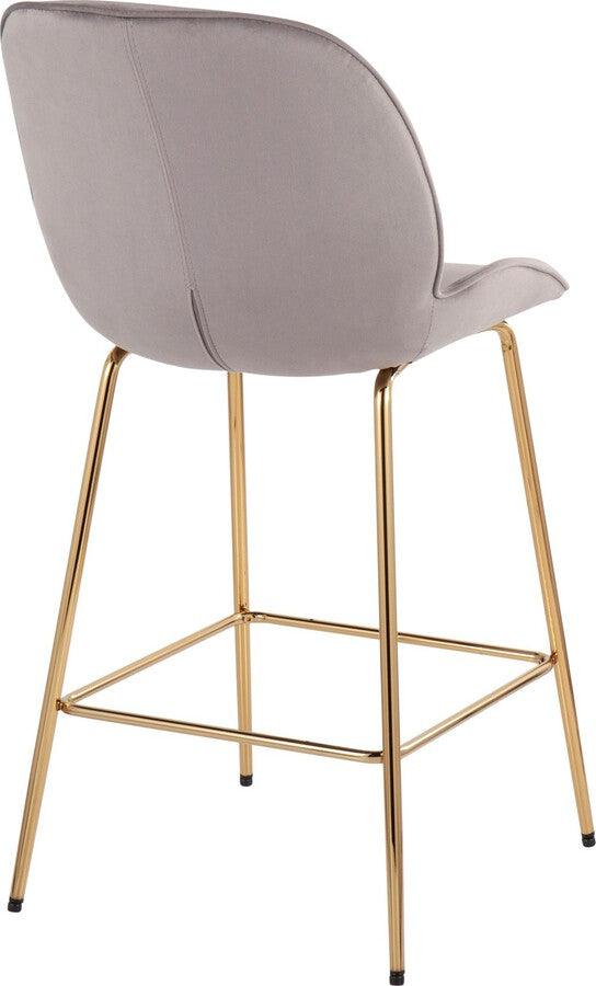 Lumisource Barstools - Diva /Glam Counter Stool In Gold Steel & Silver Velvet (Set of 2)