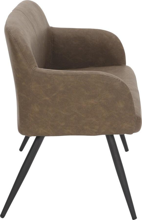 Lumisource Benches - Daniella Industrial High Back Bench In Black Metal & Espresso Faux Leather