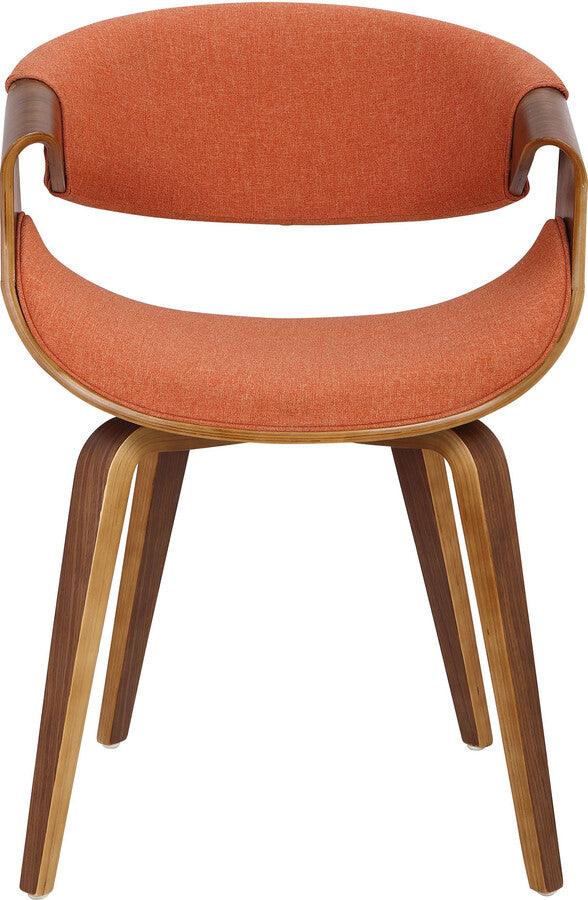 Lumisource Dining Chairs - Curvo Mid-Century Modern Dining/Accent Chair in Walnut and Orange Fabric