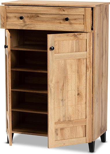 Wholesale Interiors Shoe Storage - Glidden Oak Brown Finished Wood 1-Drawer Shoe Storage Cabinet