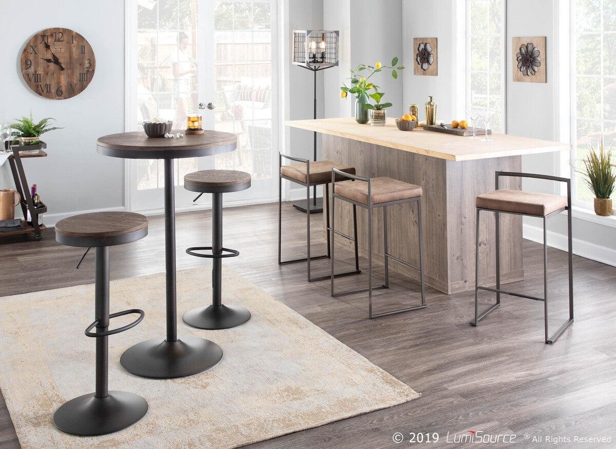 Lumisource Bar Tables - Dakota Industrial Adjustable Bar / Dinette Table in Antique and Brown