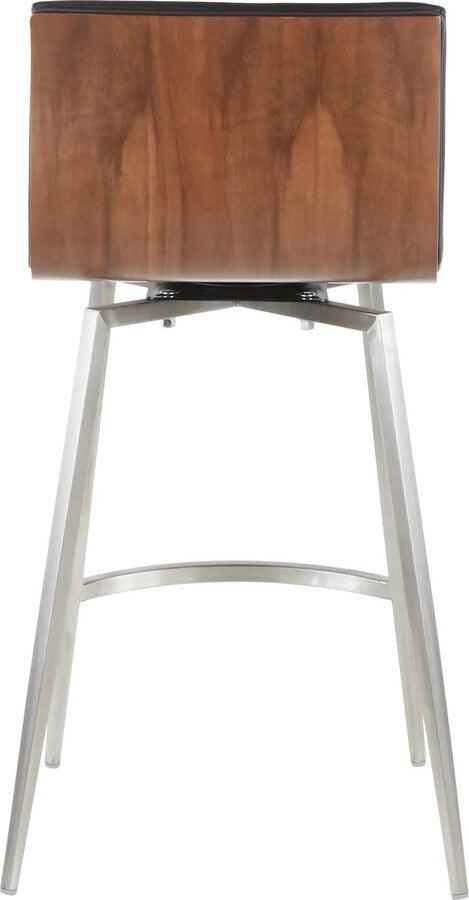 Lumisource Barstools - Mason Swivel Counter Stool in Stainless Steel, Walnut Wood, and Black-Set of 2