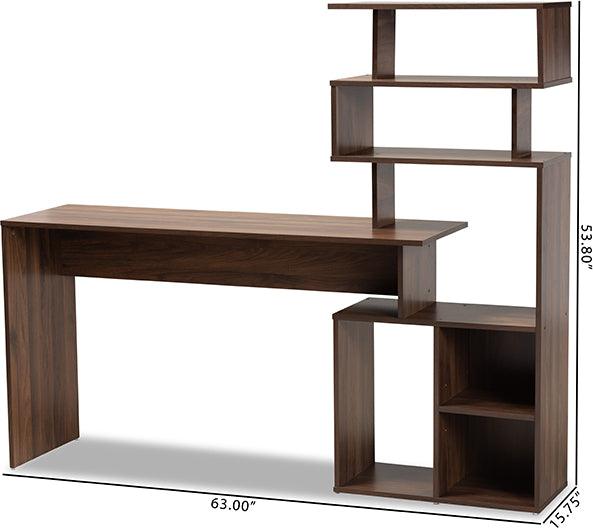 Wholesale Interiors Desks - Foster Walnut Brown Finished Wood Storage Desk with Shelves