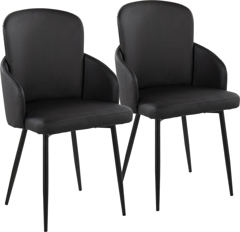Lumisource Dining Chairs - Dahlia Contemporary Dining Chair In Black Metal & Black Faux Leather With Chrome Accent (Set of 2)