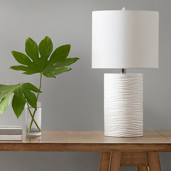 Olliix.com Table Lamps - Textured Resin Table Lamp White