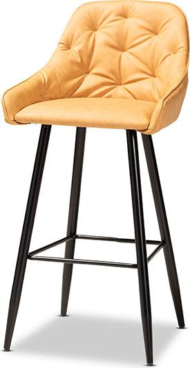 Wholesale Interiors Barstools - Catherine Modern and Tan Faux Leather Upholstered and Black Metal 4-Piece Bar Stool Set