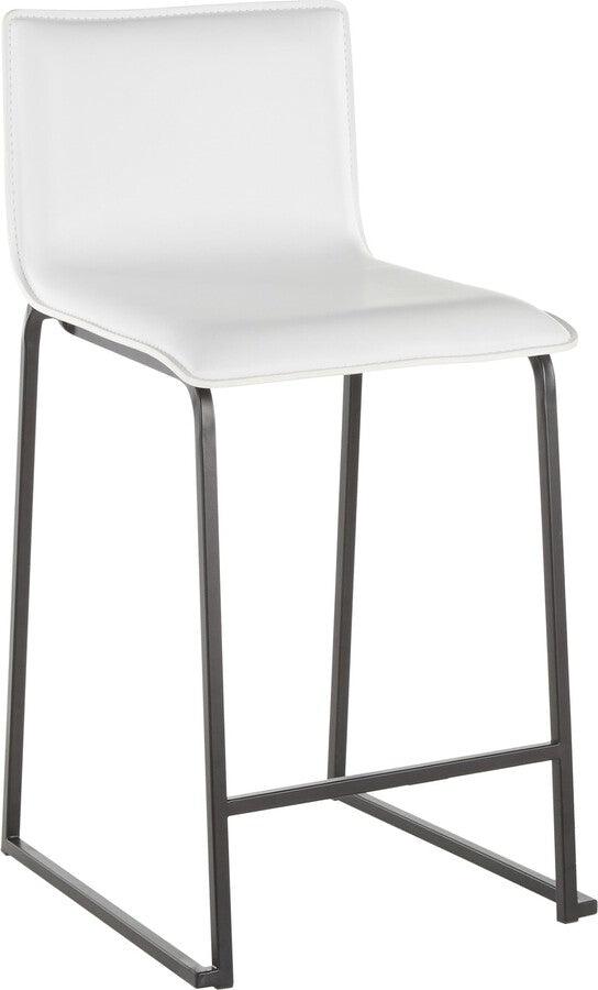 Lumisource Barstools - Mara 26" Contemporary Counter Stool in Black Metal and White Faux Leather - Set of 2