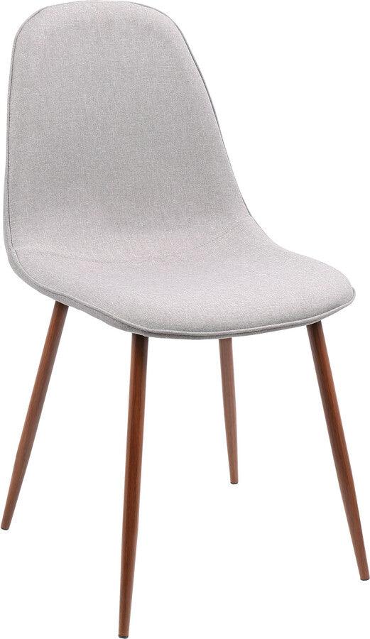 Lumisource Dining Chairs - Pebble Mid-Century Modern Dining/Accent Chair in Walnut and Grey Fabric - Set of 3