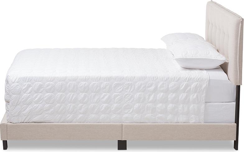 Wholesale Interiors Beds - Audrey Modern And Contemporary Light Beige Fabric Upholstered King Size Bed