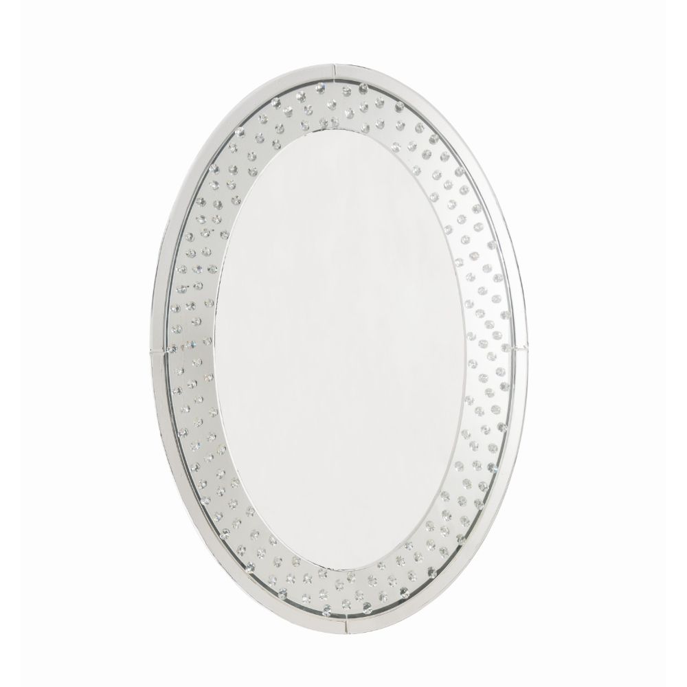 ACME Wall Flowers & Hangings - ACME Nysa Accent Mirror (Wall), Mirrored & Faux Crystals