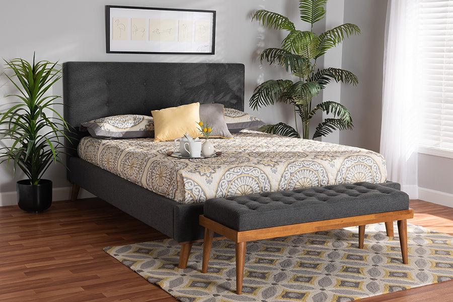 Wholesale Interiors Bedroom Sets - Valencia Dark Grey Fabric Upholstered King Size 2-Piece Bedroom Set