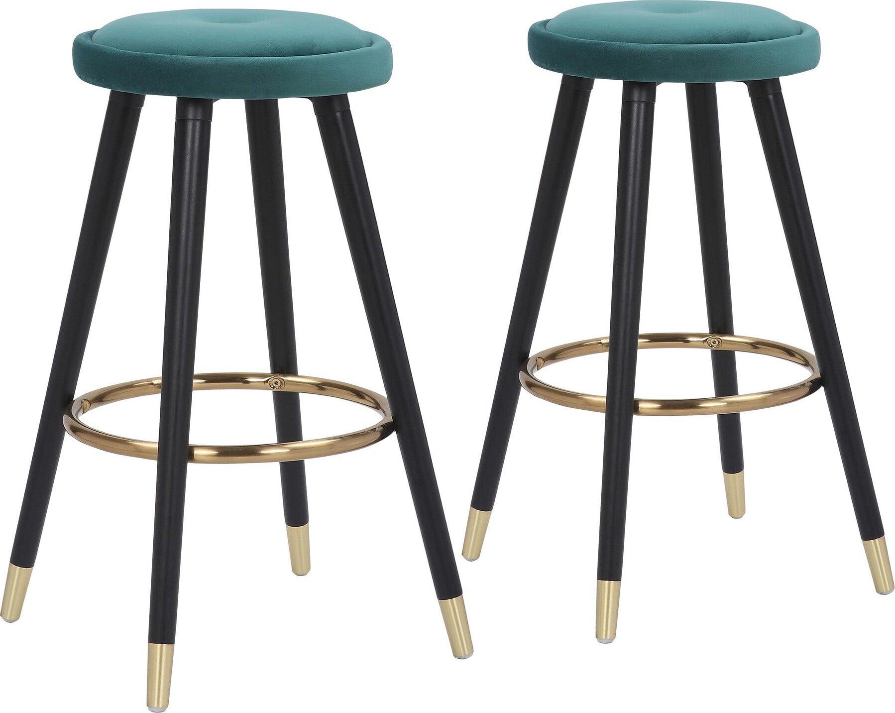 Lumisource Barstools - Cavalier Counter Stool (Set of 2) Black & Green Velvet