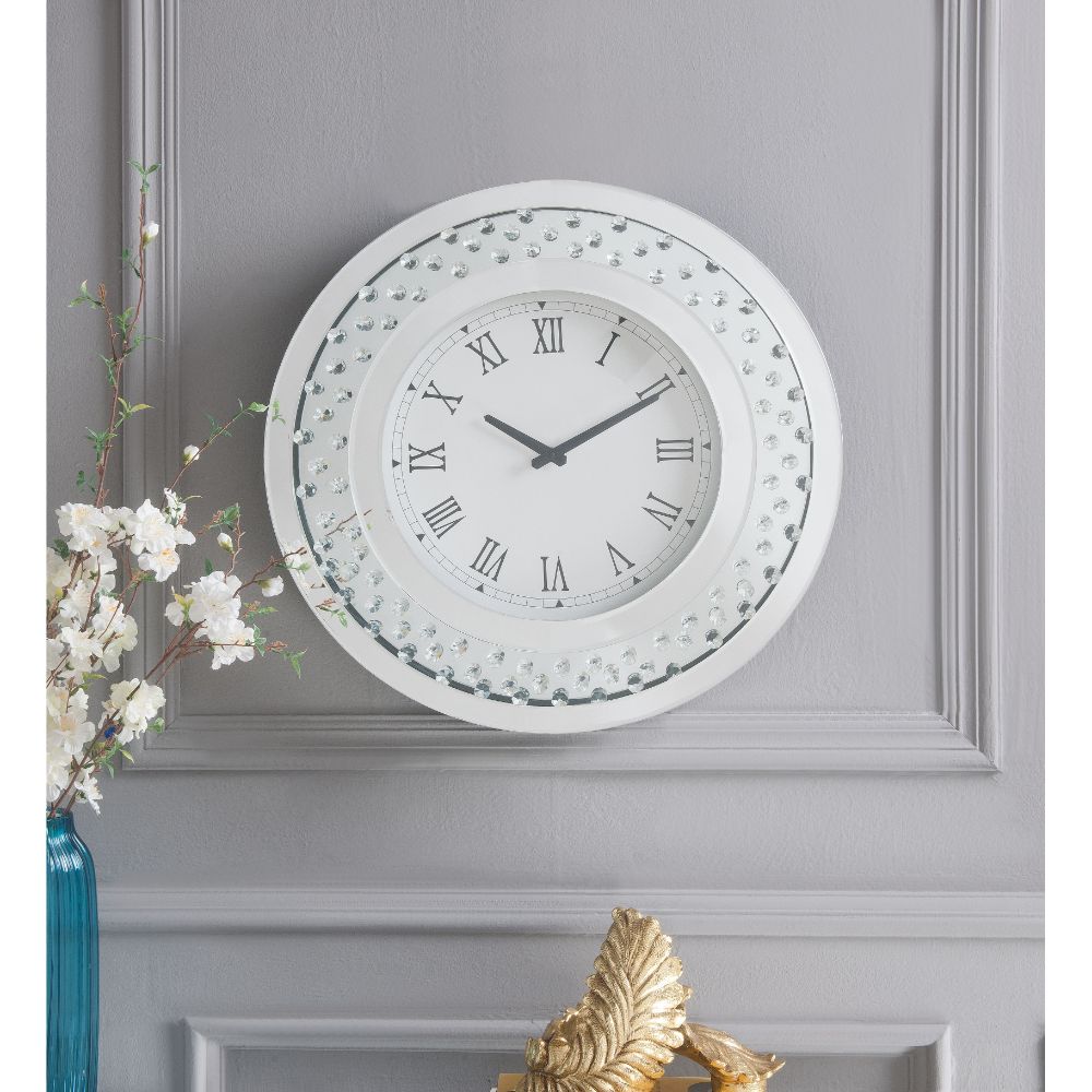 ACME Clocks - ACME Nysa Wall Clock, Mirrored & Faux Crystals