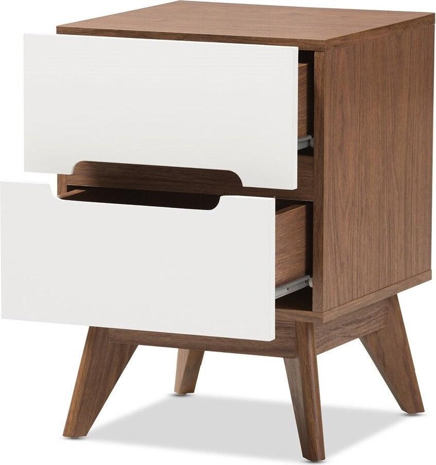 Wholesale Interiors Nightstands & Side Tables - Calypso 2-Drawer Nightstand White & Walnut
