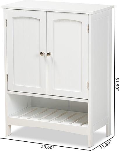 Wholesale Interiors Bathroom Vanity - Jaela Modern and Contemporary White Finished Wood 2-Door Bathroom Storage Cabinet
