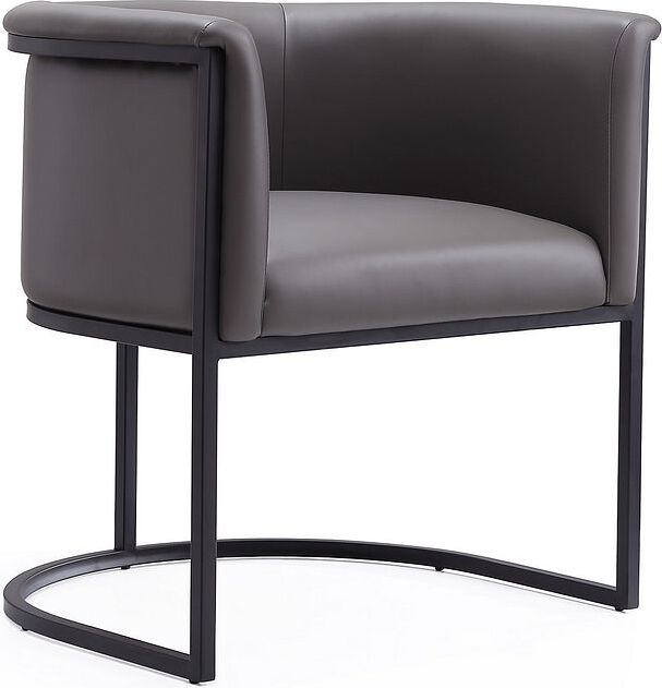 Manhattan Comfort Dining Chairs - Bali Pebble and Black Faux Leather Dining Chair