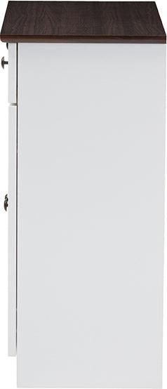 Wholesale Interiors Kitchen Storage & Organization - Lauren Contemporary Two-tone White and Dark Brown Buffet Kitchen Cabinet