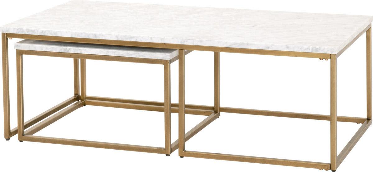 Essentials For Living Coffee Tables - Carrera Nesting Coffee Table White Carrera & Brushed Gold