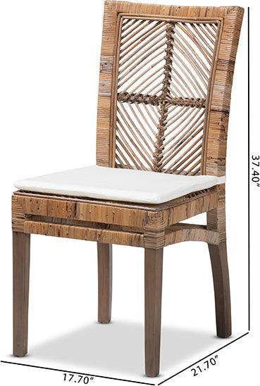 Wholesale Interiors Dining Chairs - Laluna Modern Bohemian Grey Natural Rattan and Mahogany Dining Chair with Cushion