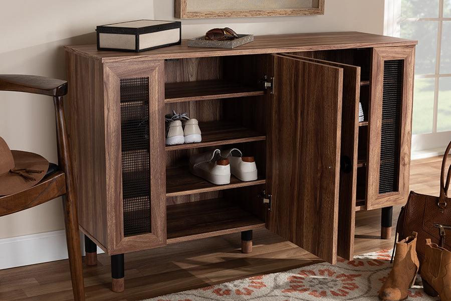 Wholesale Interiors Shoe Storage - Valina Contemporary 2-Door Wood Entryway Shoe Storage Cabinet with Screen Inserts
