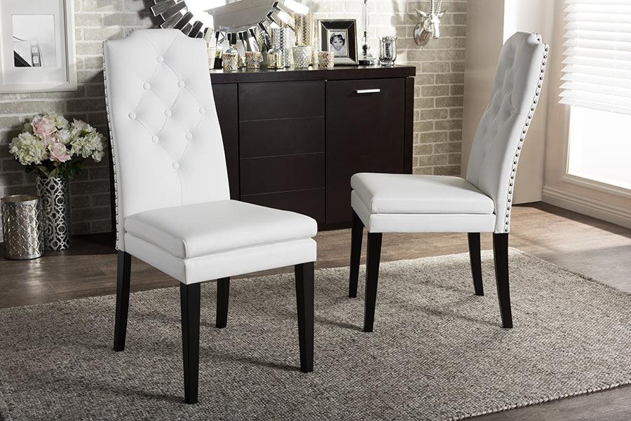 Wholesale Interiors Dining Chairs - Dylin Contemporary White Faux Leather Dining Chair (Set of 2)