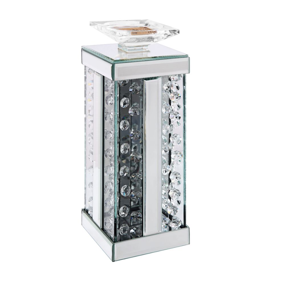 ACME Candle Holders & Tealights - ACME Nysa Accent Candleholder (Set-2), Mirrored & Faux Crystals