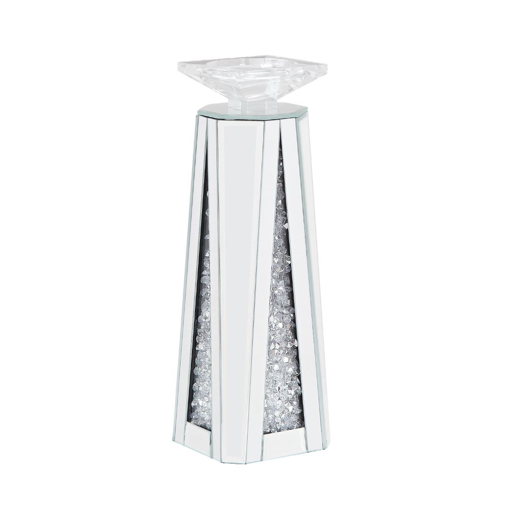 ACME Candle Holders & Tealights - ACME Nowles Accent Candleholder (Set-2), Mirrored & Faux Stones