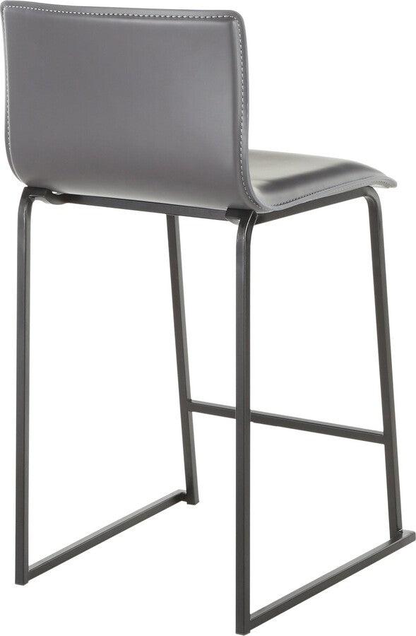 Lumisource Barstools - Mara 26" Contemporary Counter Stool in Black Metal and Grey Faux Leather - Set of 2