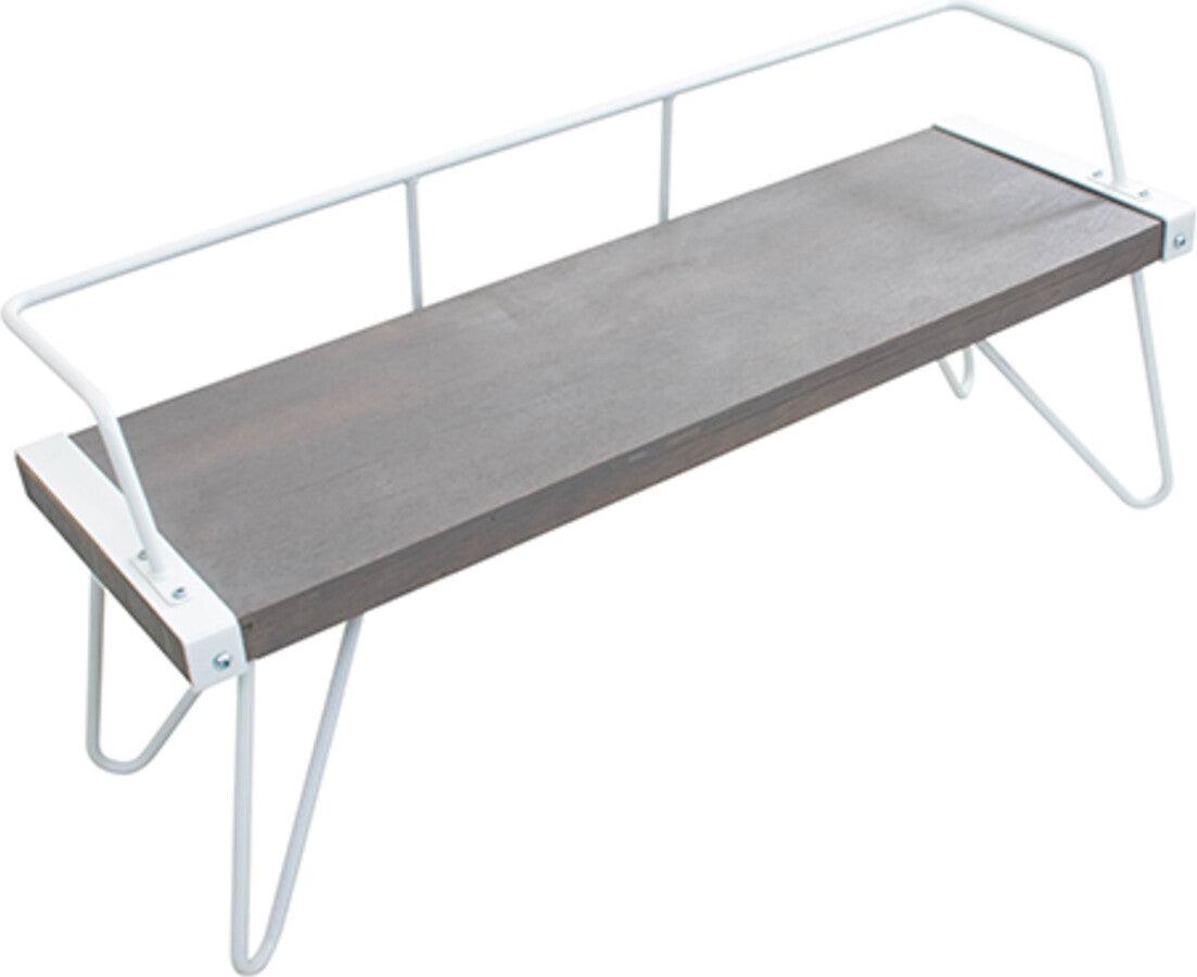 Lumisource Benches - Stefani Industrial Bench in White and Grey