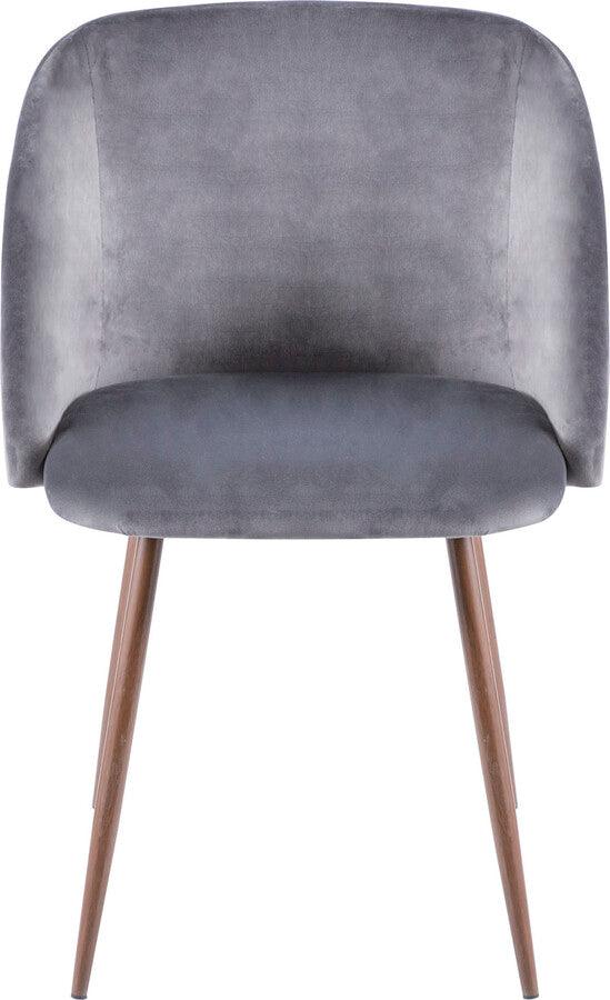 Lumisource Dining Chairs - Fran Contemporary Dining/Accent Chair in Walnut with Grey Velvet - Set of 2