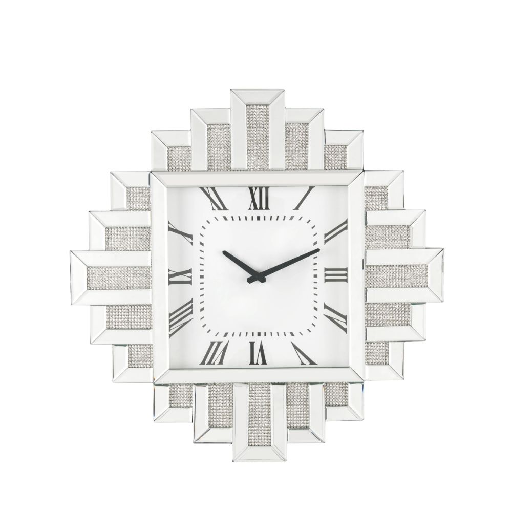 ACME Clocks - ACME Lavina Wall Clock, Mirrored & Faux Diamonds