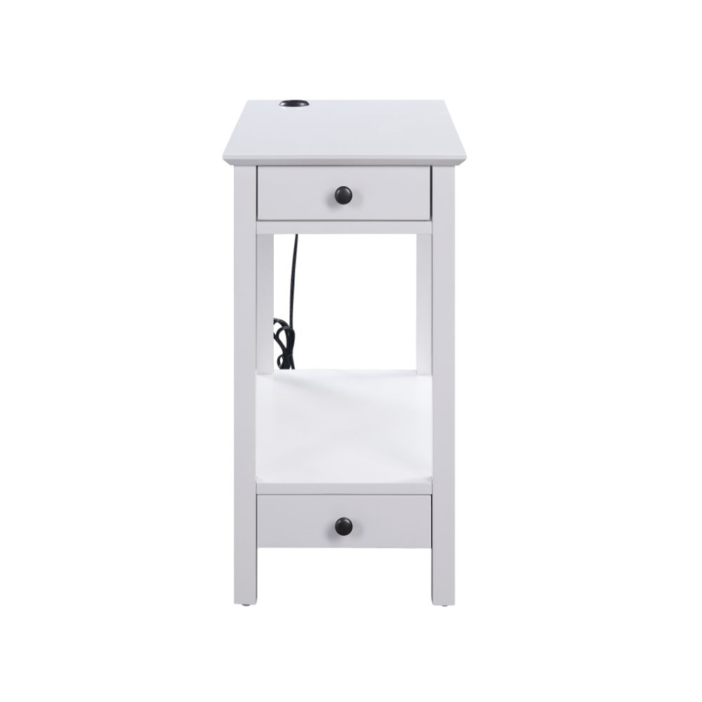 ACME Side & End Tables - ACME Byzad Side Table (USB Charging Dock), White