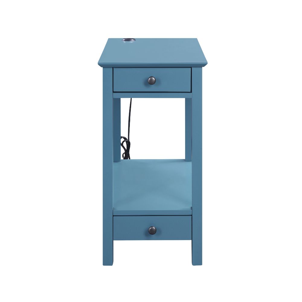 ACME Side & End Tables - ACME Byzad Side Table (USB Charging Dock), Teal